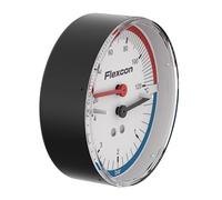 Flamco Thermo Manothermomètre Manomètre avec valve, axial, diamètre d'affichage 80 mm, lecture de température 20-120dC, lecture de pression 0-4 bar. filetage de raccordement R 1/2 "M, 27250