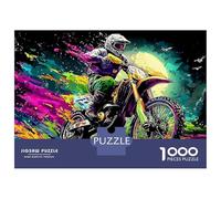 Flame Biker 1000 Stück Extra Dicke Karton Jigsaw Puzzle Für Erwachsene Und Kinder, Coole Neon-Fantasy, Unmöglich Schwer Schwierig Herausfordernd Top-bewertete Puzzle 38x26cm/1000pcs