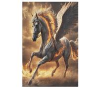 Flame Cheval Puzzle Adulte 1000 Pièces Artisanat Cadeau Famille Puzzles Classique 3D Puzzle Jouet en Bois Cadeau Unique Décoration Intérieure （78×53cm）