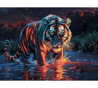 Flame Lava Tigre 300 Pièces Puzzle Débutant en Carton sans Déformation Animal de Compagnie Facile Apprentissage Anti-Stress Passe-Temps Idée Cadeau Saint Valentin Premium 300 PCS