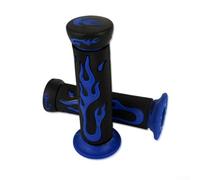 Flame Poignées de guidon de moto souples en caoutchouc antidérapant de 22 mm pour vélos électriques et VTT (bleu-noir)