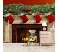 Flame Red Socks Plants Multicolour Hanging Balls Papier Peint 3D Installation Facile Intissé Tapisserie Bureau Salon Canapé Chambre Décoration Murale-430cm×300cm