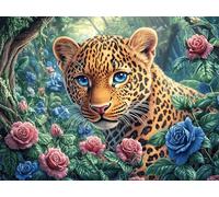 Flame Starry Sky Léopard 1000 Pièces Puzzle Adolescent en Carton Rigide Ménagerie radieuse et fantaisiste Difficulté Moyenne Activité Éducative Voyage Déplacement Cadeau Anniversaire Petit Prix 1000