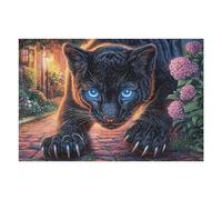 Flame Starry Sky Panthère Noire 1000 Pièces Puzzle Personne Âgée en Carton Anti Déchirure Créatures célestes splendides Facile Débutant Anti Stress Thérapie Occupationnelle Cadeau Anniversaire Pas Ch