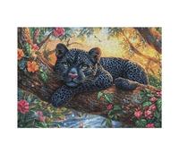 Flame Starry Sky Panthère Noire 1000 Pièces Puzzle Personne Âgée en Carton Anti Déchirure Ménagerie radieuse et fantaisiste Facile Débutant Anti Stress Thérapie Occupationnelle Cadeau Anniversaire Pa