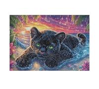 Flame Starry Sky Panthère Noire 300 Pieces Casse tête Adolescent en Carton Rigide Ménagerie radieuse et fantaisiste Difficulté Moyenne Activité Éducative Cadeau Fête des Mères Haute Qualité Premium 3
