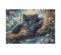 Flame Starry Sky Panthère Noire 300 Pieces Casse-tête Amateur d'art en Carton Haute Qualité Difficile Niveau Expert Décoration Murale Cadeau Fête des Mères Haute Qualité 300 PCS/40x28cm