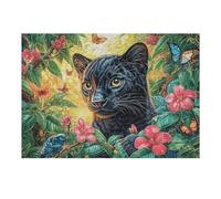 Flame Starry Sky Panthère Noire 300 Pieces Casse tête Expert Confirmé en Carton Haute Densité Épais Animal Animal de Compagnie Faune Sauvage Très Difficile Anti Stress Loisir Créatif Cadeau Fête des
