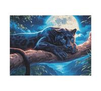 Flame Starry Sky Panthère Noire 500 Pieces Casse tête Créatif en Carton Épais Rigide Faune Sauvage Difficulté Moyenne Activité Manuelle Loisir Créatif Cadeau Noël Qualité Premium 500 PCS