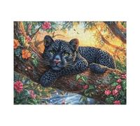 Flame Starry Sky Panthère Noire 500 Pièces Puzzle Collectionneur en Carton Rigide sans Déformation Ménagerie radieuse et fantaisiste Très Difficile Motif Complexe Décoration Murale Qualité Premium 50