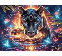 Flame Starry Sky Tigre 1000 Pièces Puzzle Créatif en Carton Rigide sans Déformation Faune Sauvage Difficulté Moyenne Activité Manuelle Loisir Créatif Cadeau Créatif Anniversaire 1000 PCS/75x50cm