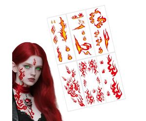 Flame Temporary Stickers, 6 Sheets Waterproof Set, Long Lasting Body Art with Easy Apply Feature, Fun Designs, Temporary Stickers with Stylish Look, Kids and Teens Accessory for Festival