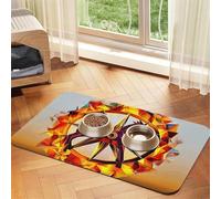 Flame War Tapis d'alimentation en cuir absorbant pour chien et chat - Imperméable - Pas de taches - Séchage rapide - Antidérapant - 45 x 30 cm