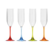 Flamefield Flûtes à Prosecco Lot de 4 verres à champagne sophistiqués en polycarbonate, incassables et durables pour des célébrations élégantes, passent au lave-vaisselle dans le panier supérieur