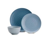 FLAMEFIELD SHADES OF BLUE 12 Ensemble de pièces en mélamine - Vaisselle aux teintes océaniques diverses, assiettes et bols incassables, parfait pour les repas en intérieur et en extérieur