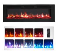 FLAMEKO FlameKo Wilton EF451A Cheminée électrique 3 en 1, autoportante, encastrée, effet de flamme 9 couleurs, compatible avec les supports muraux, chauffage 900 W à 1800 W, télécommande, noir