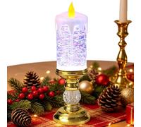 Flameless Glitter Candle, USB/Battery-Powered LED Holiday Pillar Light | 10.2 x 3.3 in ABS and Resin Shimmering Candle with Dual Power Supply, Safe Flameless Warm Glow for Christmas, Parties