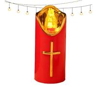 Flameless LED Memorial Candle, Columnar LED Cändle With Gold Cross, Flickering Reusable Čandle Light For Cemetery Animal Memorials, Battery Operated Realistic Flame, 1 Candle