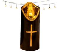 Flameless LED Memorial Candle, Columnar LED Cändle With Gold Cross, Flickering Reusable Čandle Light For Cemetery Animal Memorials, Battery Operated Realistic Flame, 1 Candle