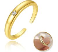 Flamenco Mystique Bague réglable en acier chirurgical plaqué or avec zircon cubique R6 - PST950
