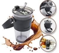 Flamenco Mystique Barevný skleněný hrnek na kávu a čaj se slámkou a víčkem 450 ml cup09graf
