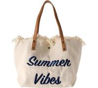 Flamenco Mystique BEACH BAG avec frange BOHO - grand sac à provisions crème TP11B pour l'été et les loisirs