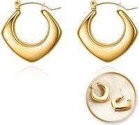 Flamenco Mystique Boucles d'oreilles en acier inoxydable avec cercles géométriques plaqués or 14k KST3320