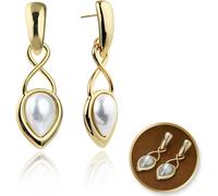 Flamenco Mystique Boucles d'oreilles pendantes en acier inoxydable plaqué or 14k, vis en argent S925, perles KST3340