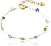 Flamenco Mystique Bracelet en acier chirurgical plaqué or 14k avec pierres naturelles BST1522