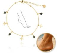 Flamenco Mystique Bracelet jambe en acier chirurgical, 14k plaqué or avec pierres - BST1561