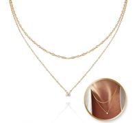Flamenco Mystique Collier double en acier chirurgical plaqué or 14k NST2138
