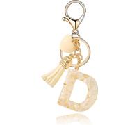 Flamenco Mystique Porte-clés en or blanc avec lettre D et coeur BRL329D