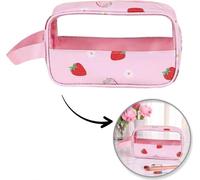 Flamenco Mystique Sac à cosmétiques pliable avec motif de fraise, valise portable de taille S 22x7x13cm, idéale pour les cosmétiques et les accessoires KS149