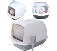 Flamenco Mystique Toilette fermée pour chat avec filtre et écope GRIS CAT14 pour une maison plus propre