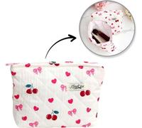 Flamenco Mystique Trousse à cosmétiques matelassée pour femmes - cerise avec noeud, dimensions 26 x 7 x 18 cm - KS151
