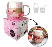 Flamenco Mystique Verre thermique avec fleurs gypsophile hortensia rose 350 ml 1 pcs décoration pour l'appartement 182 SZK