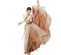 Flamenco Skirt for Women 720 Degree Full Circle Swing Skirt Spanish Dance Costume Adult Flowy Ruffled Layered Skirt for Performances Halloween Party Red Crayon Theme Outfit(Khaki Skirt_S)