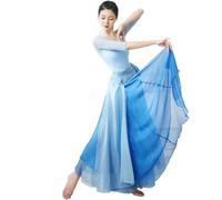 Flamenco Skirt for Women 720 Degree Full Circle Swing Skirt Spanish Dance Costume Adult Flowy Ruffled Layered Skirt for Performances Halloween Party Red Crayon Theme Outfit(Sky blue skirt_XL)