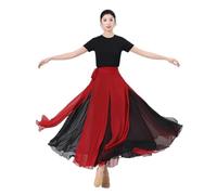 Flamenco Skirt for Women 720 Degree Full Circle Swing Skirt Spanish Dance Costume Adult Flowy Ruffled Layered Skirt for Performances Halloween Party Red Crayon Theme Outfit(Wine red skirt_M)