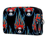 Flames Billard 8 Ball Cosmetic Bag for Women Travel Toiletries Bags Large Makeup Handy Pouch Organizer Bag with Zipper, multicolore, 18.5x7.5x13cm/7.3x3x5.1in, Trousse de toilette