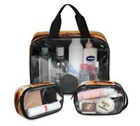 Flames Football America Soccer Trousse de maquillage de voyage pour homme et femme - Grande trousse de toilette translucide - 3 pièces - Grande trousse de toilette, couleur, L, Trousse de maquillage
