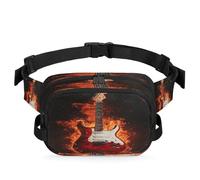 Flames Sac banane multifonction pour guitare électrique pour voyage, sport, course à pied, sac banane pour femmes, hommes, enfants, filles, garçons, couleur, XL, Organiseur de sac