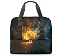 Flames Sac de sport de basket-ball pour femme et homme Kirls Garçons Filles 21 L Sac fourre-tout séparé pour voyage, gym, yoga, couleur, Big, Organiseur de sac