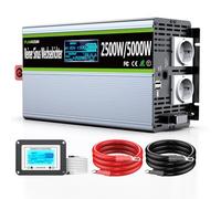 FLAMEZUM 2500W Convertisseur 12v 220v Pur Sinus Onduleur - 2 Prise Française de Courant Alternatif et 2 Port USB - avec Affichage LED Intelligent,Télécommande et Deux Ventilateurs de Refroidissement