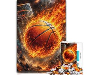 Flaming Basketball Hoop Fire Puzzle en Bois 500 pièces, Cadeau Loisir | Une activité sans écran autour de la table: une méthode de montage claire pendant le temps libre.