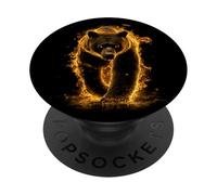 Flaming Bear Fierce Fire Wild Animal Spirit Power pour PopSockets PopGrip Adhésif