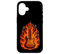 Flaming Guitare Electrique - Notes de Musique Rock Concert Vibes Coque pour iPhone 16