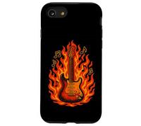 Flaming Guitare Electrique - Notes de Musique Rock Concert Vibes Coque pour iPhone SE (2020) / 7/8