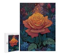 Flaming Rose Garden Art Print Puzzle 1000 Pièces Educa Jouet en Bois Cadeau Unique Décoration Intérieure Jeu Éducatif Challenge Toy Adultes Et Enfants À Partir De 14 Ans 500 PCS