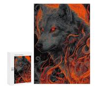 Flaming Wolf Art Print Puzzle 1000 Pièces Educa Jouet en Bois Cadeau Unique Décoration Intérieure Jeu Éducatif Challenge Toy Adultes Et Enfants À Partir De 14 Ans 300 PCS